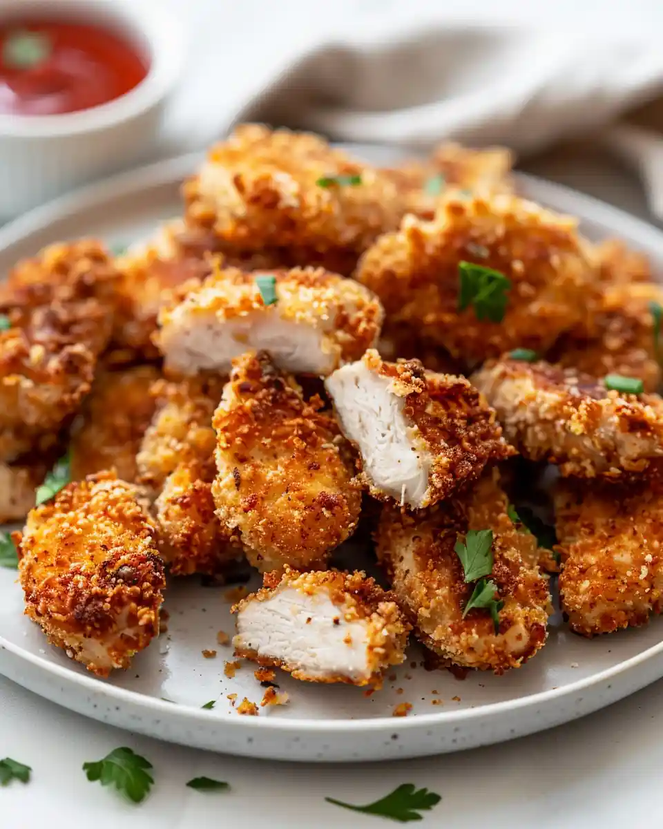 air fryer chicken nuggets close up