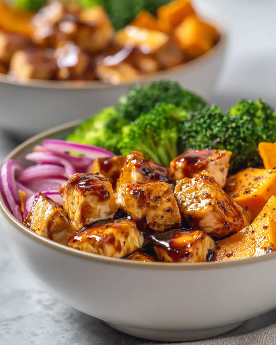 bbq chicken sweet potato protein bowl