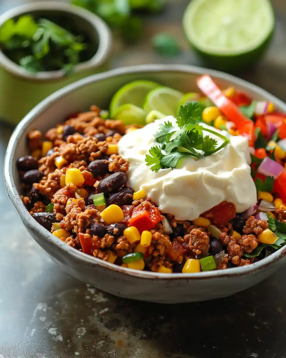 cottage cheese taco protein bowl
