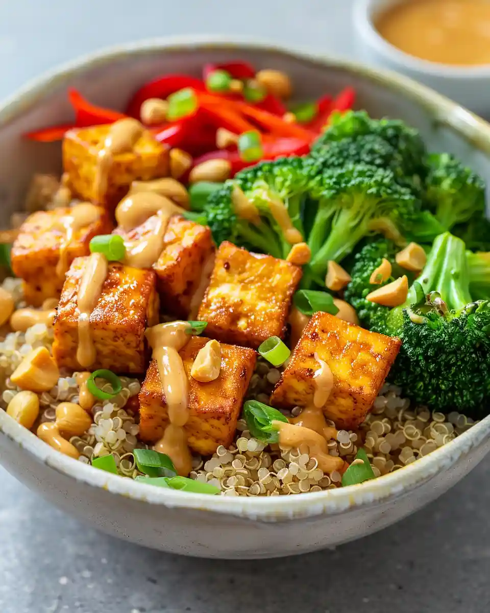 crispy tofu peanut protein bowl