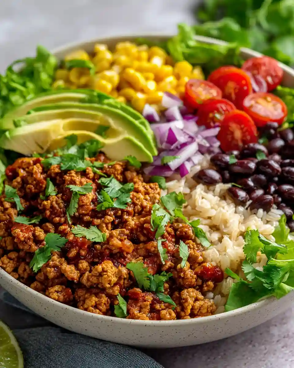ground turkey taco protein bowl