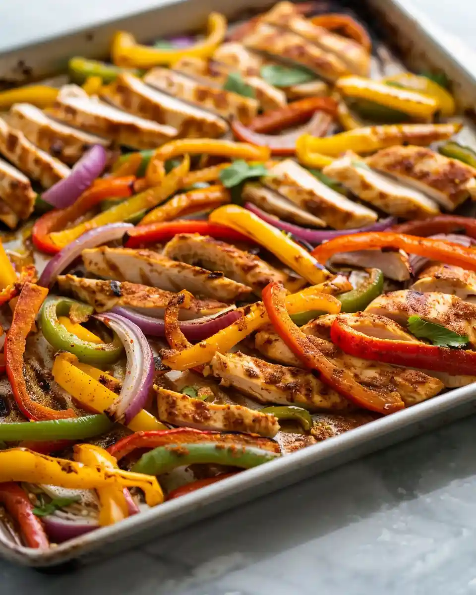 chicken fajitas on sheet pan
