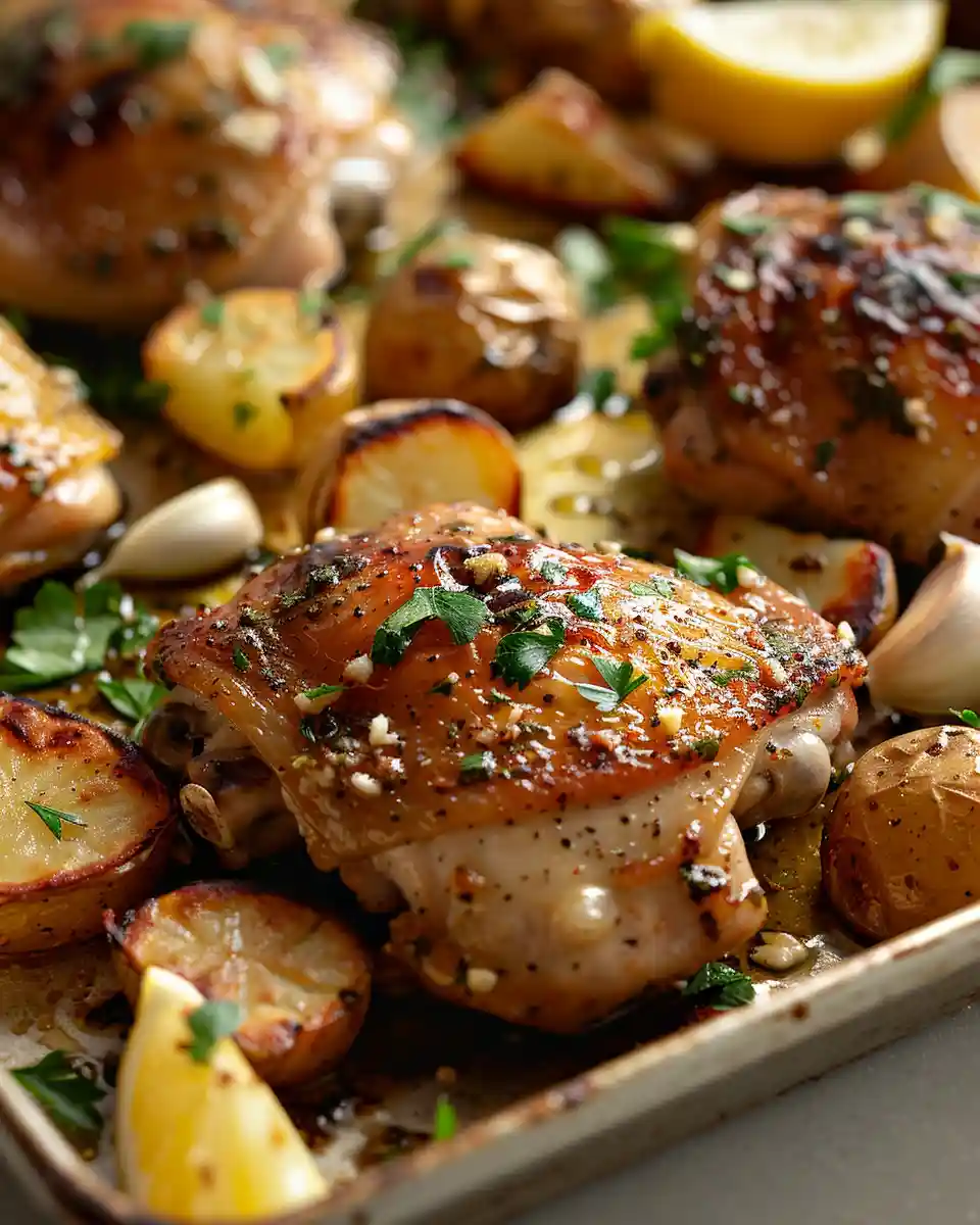 greek chicken with potatoes sheet pan