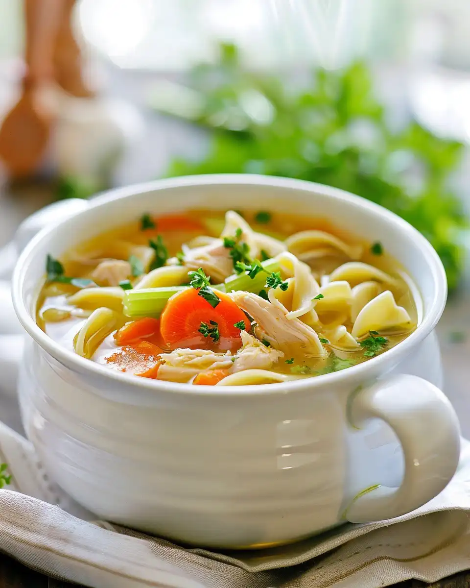 quick chicken soup in bowl