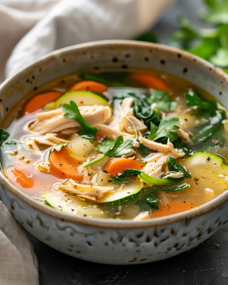 chicken vegetable soup with colorful veggies