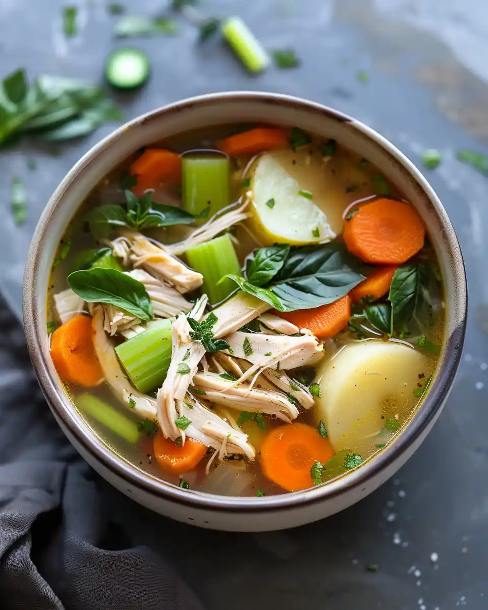 Italian chicken soup with herbs