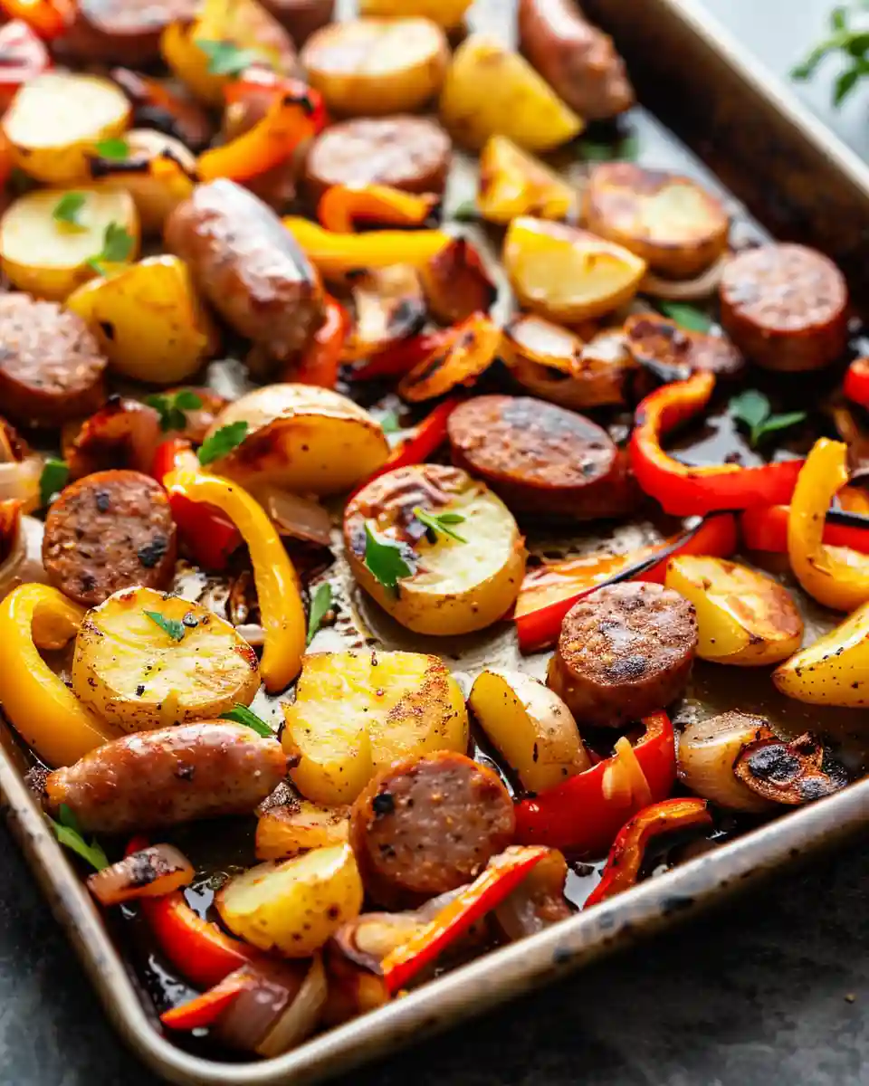 sheet pan sausage and potatoes