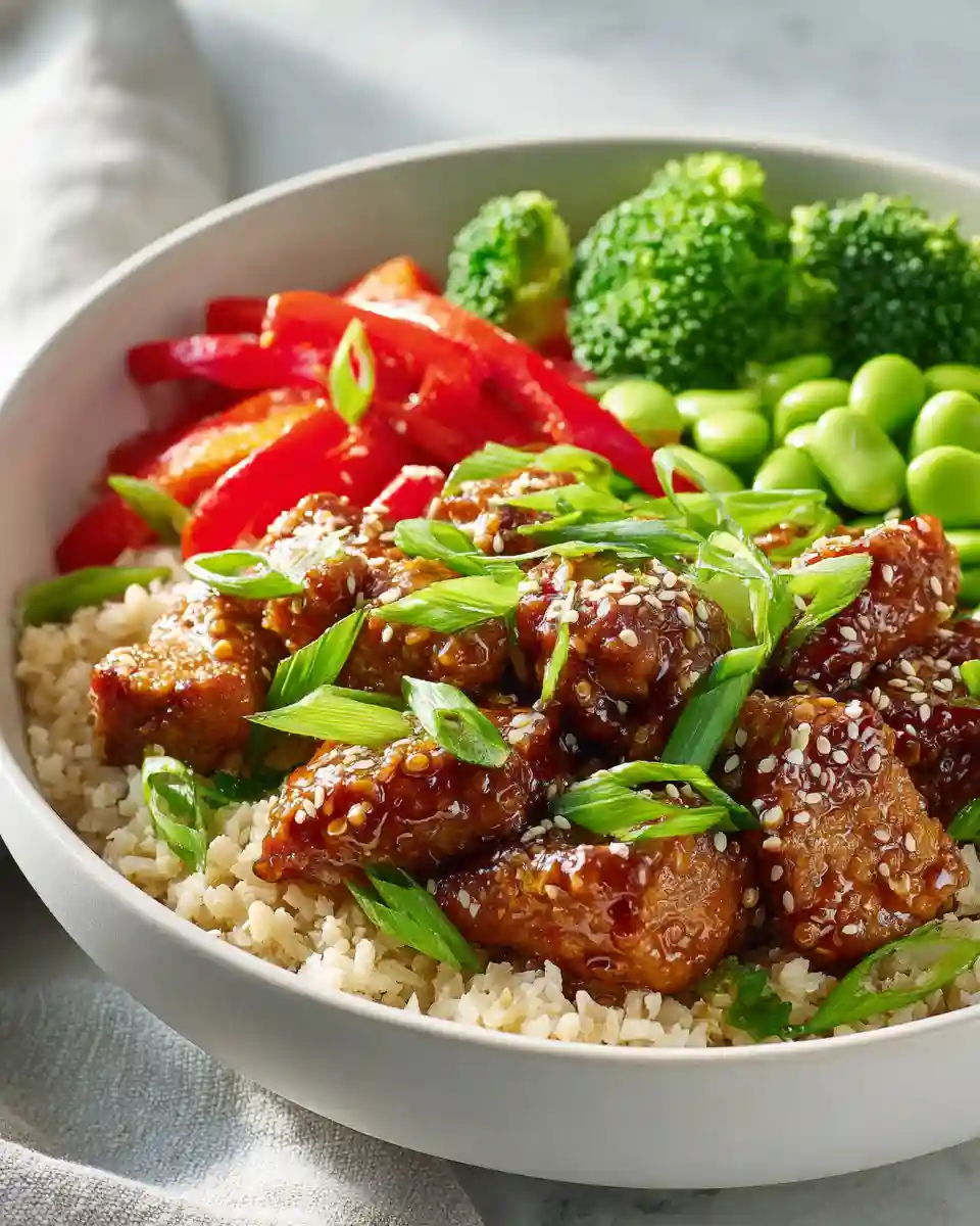 sesame ginger chicken protein bowl