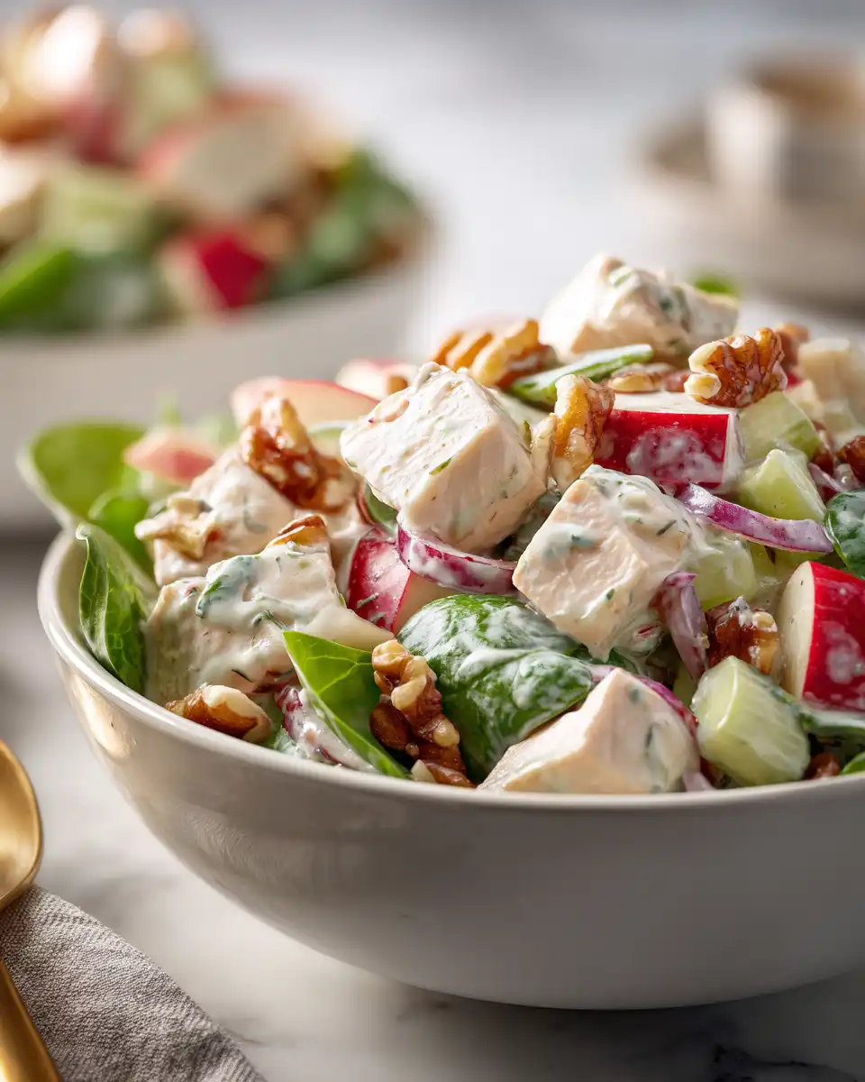 turkey apple walnut high protein salad